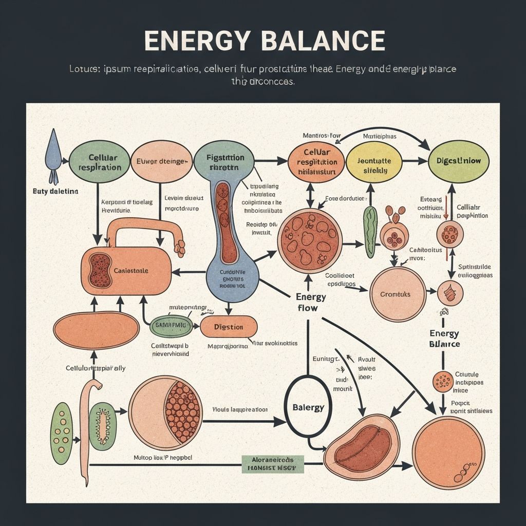 Visual representation of energy balance concepts and metabolic processes